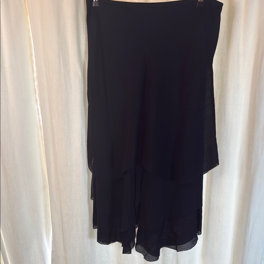 Armand Ventilo Elegant Black Wool/Silk Layered Skirt